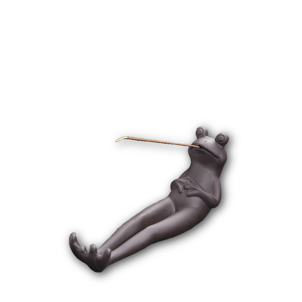 Porte-encens Grenouille – Argile Violette Artisanale