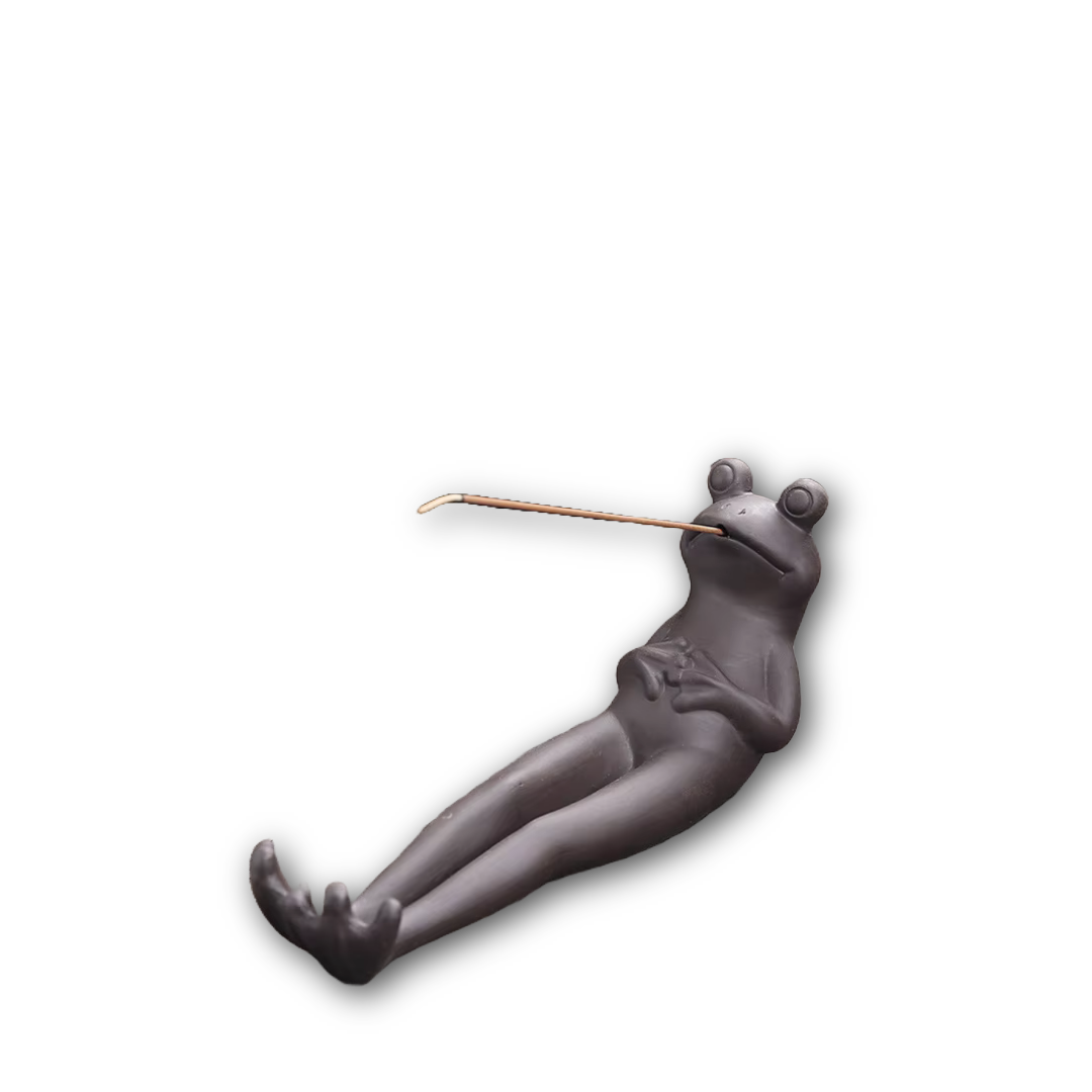 Porte-encens Grenouille – Argile Violette Artisanale